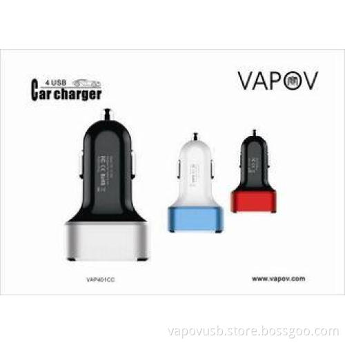 PC+Al alloy 6.1 A Intelligent 4 Port USB Car Charger for A
